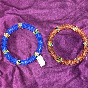 Vibrant Indian Beaded Bracelet Duo